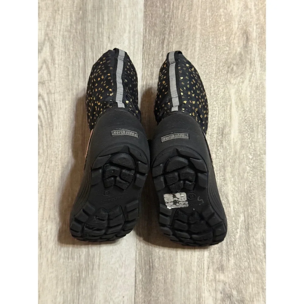 Northside Kids Black Gold Star Waterproof Winter Snow Boots‎ Size 8